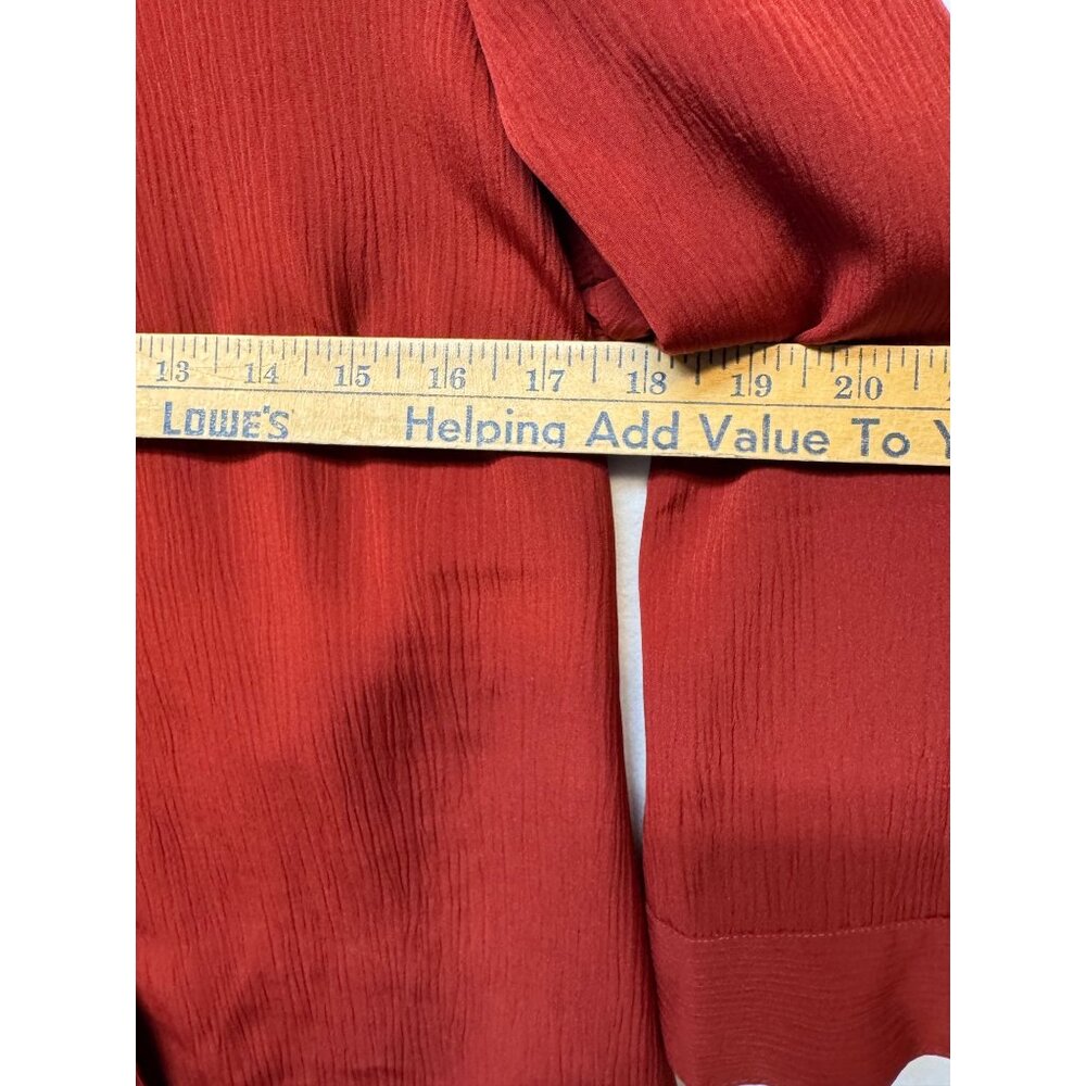 Notations Womens Red Button-Up Blouse M Textured Fabric Collared 3/4 Sleeve Top - Picture 4 of 8